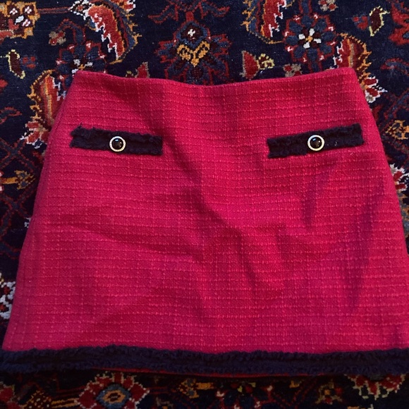 Alessandra Rich Wool Red Skirt Set with Black Accents - Picture 11 of 15
